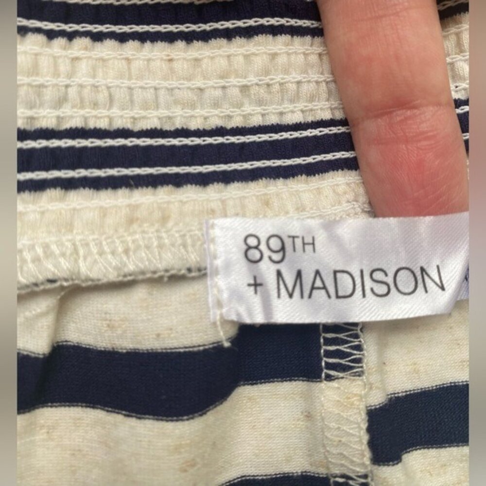 NWT 89th & Madison Navy/Cream Women's Striped Elastic Waist Midi Skirt Size XL - Picture 3 of 9